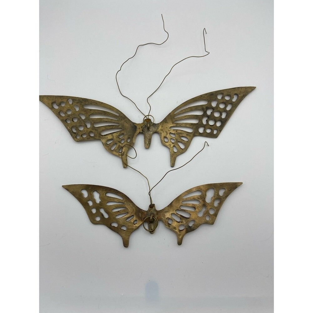 Solid Brass Butterfly MCM Decor Wall Hangers, Vintage Set of 2 Butterflies - Picture 2 of 3